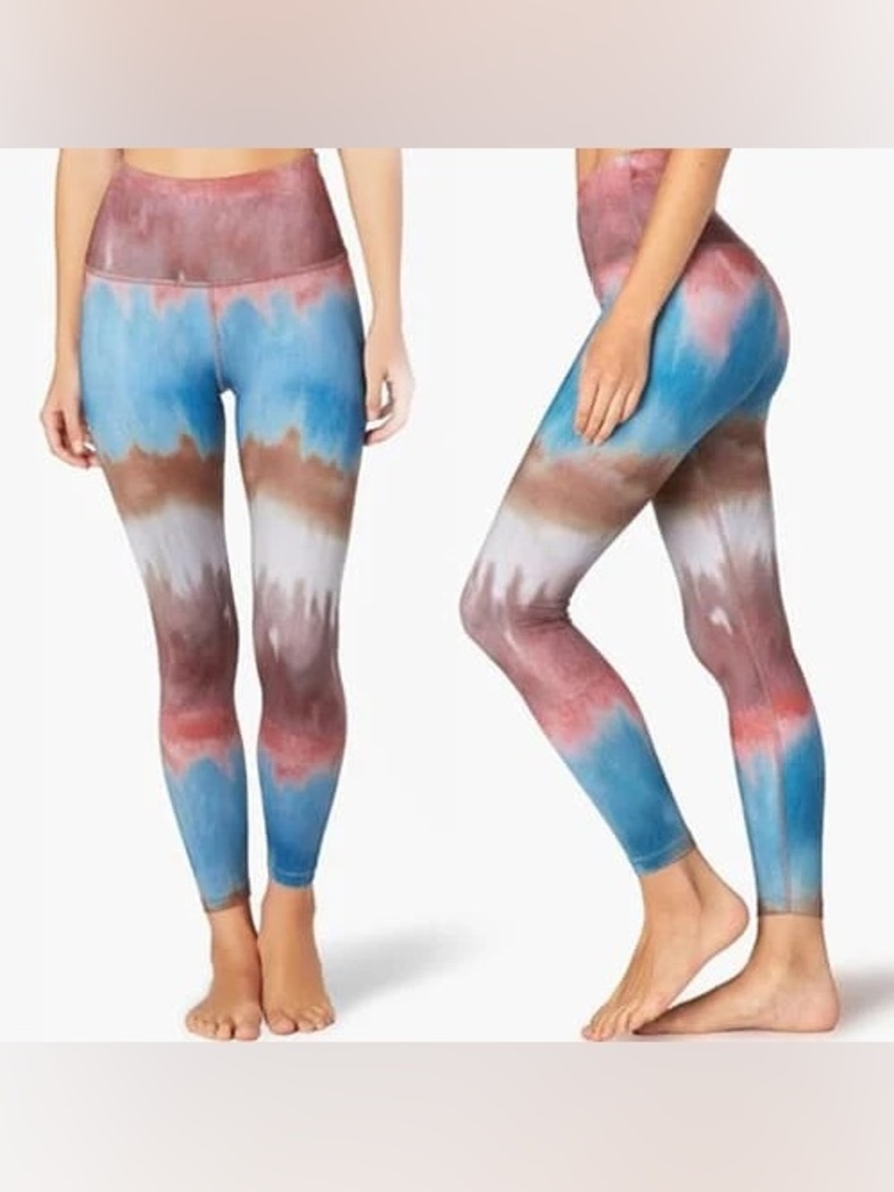 NWOT Beyond Yoga Stripe Luxe High Waisted 7/8 Leggings in Mantra Wash Size Large